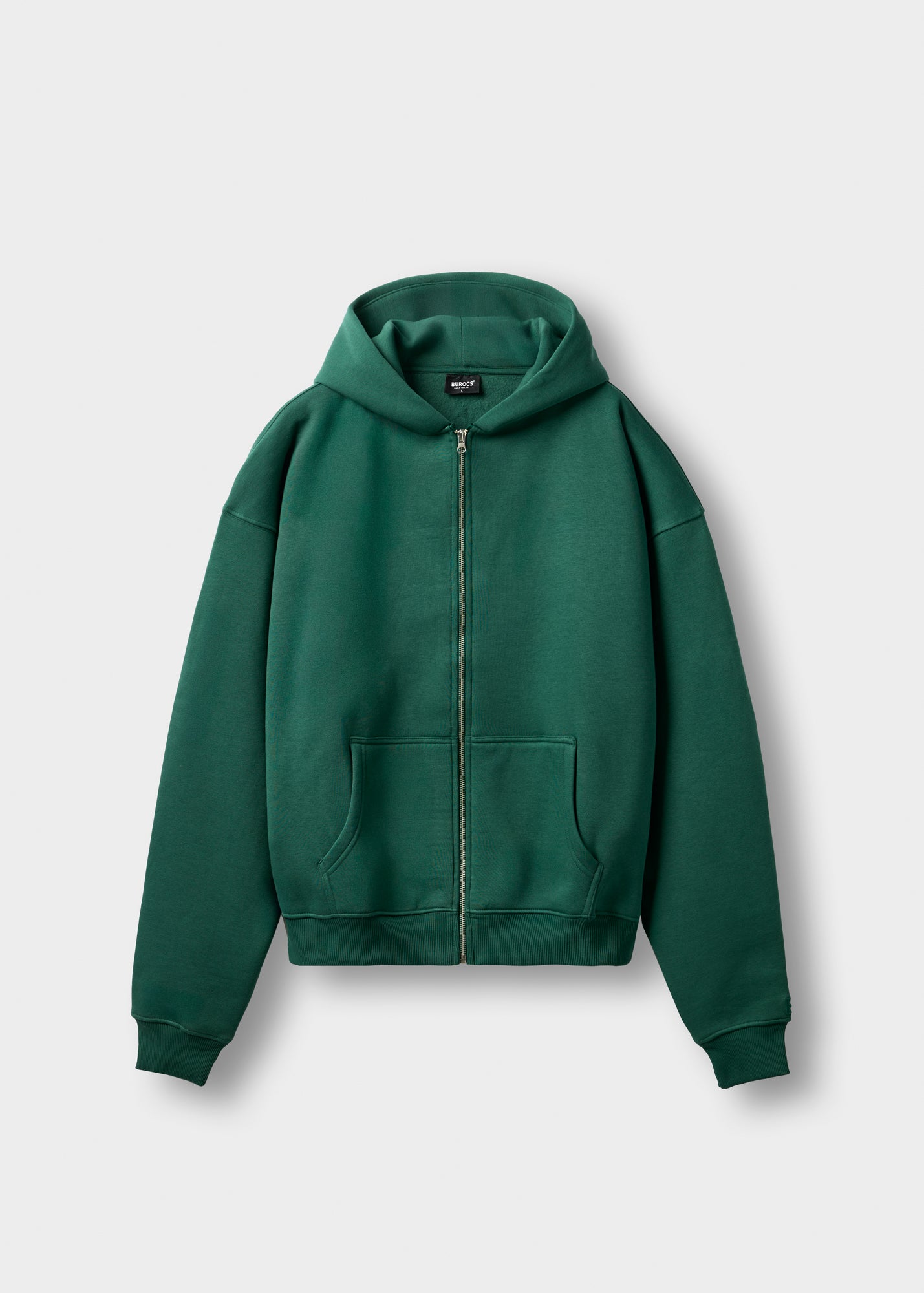 Green Basic Oversized Zip Hoodie