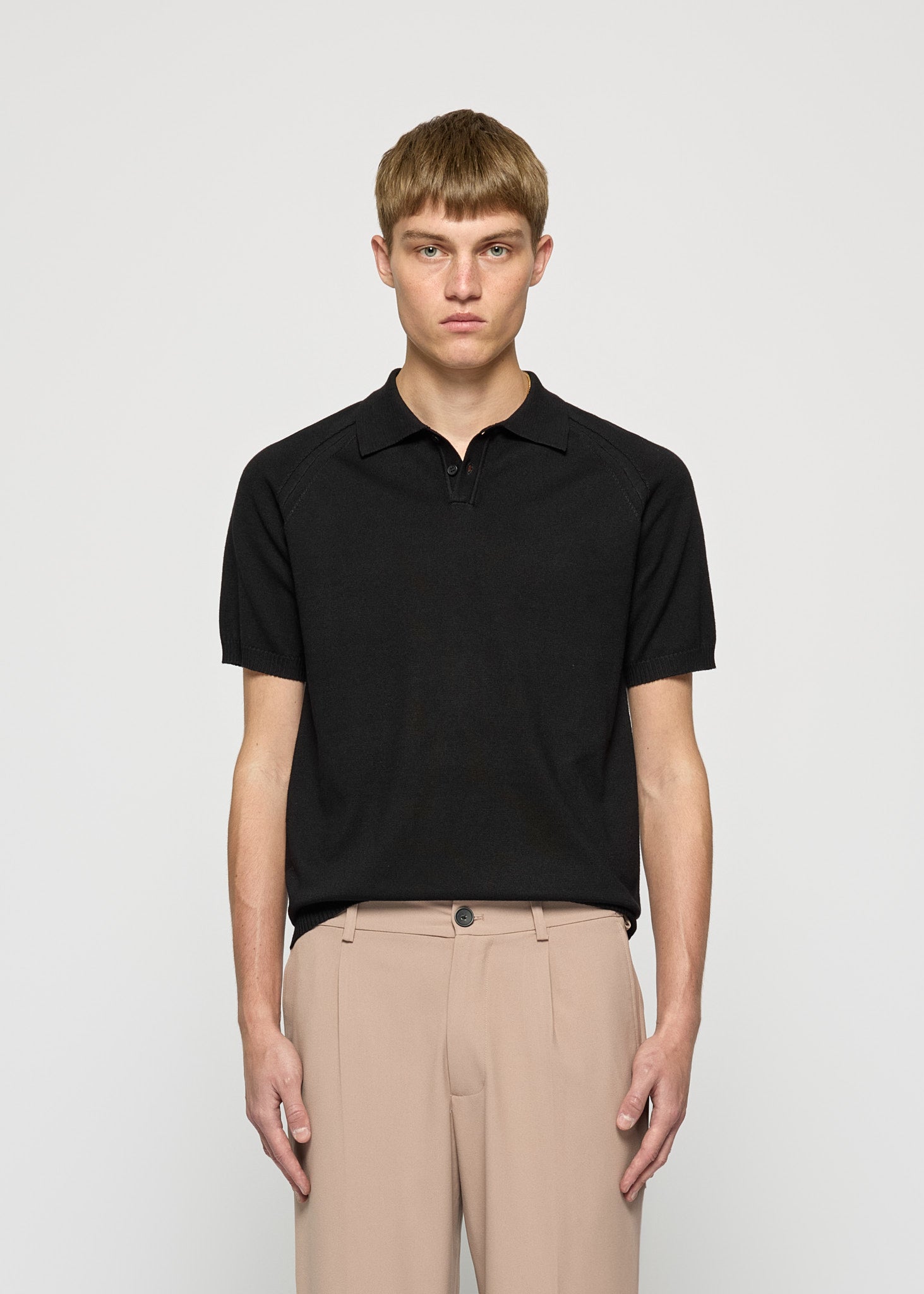 Fine Knit Polo T-Shirt