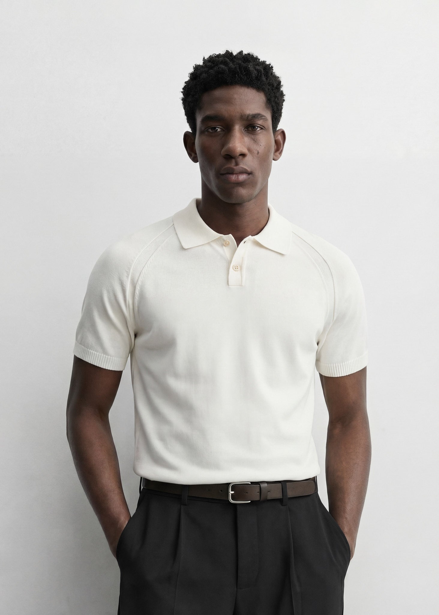 Fijngebreid poloshirt