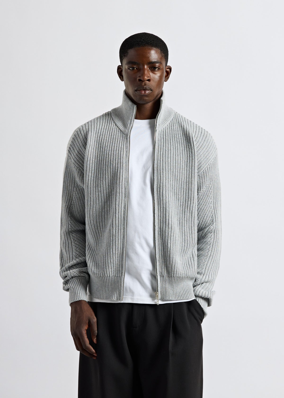 Chunky Knit Zip Jacket