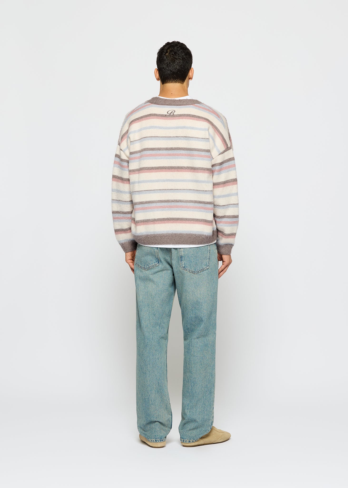 Fuzzy V-Neck Knit Cardigan