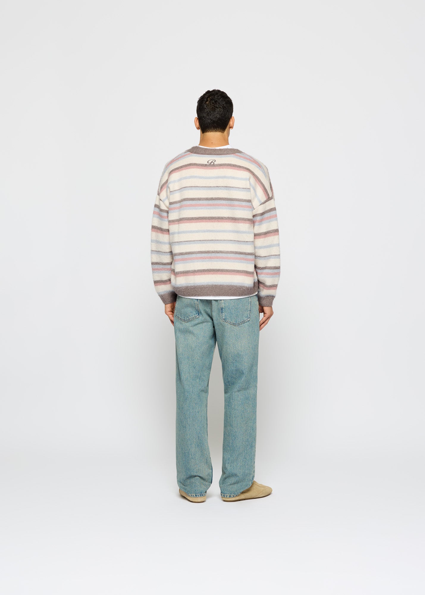 Fuzzy V-Neck Knit Cardigan