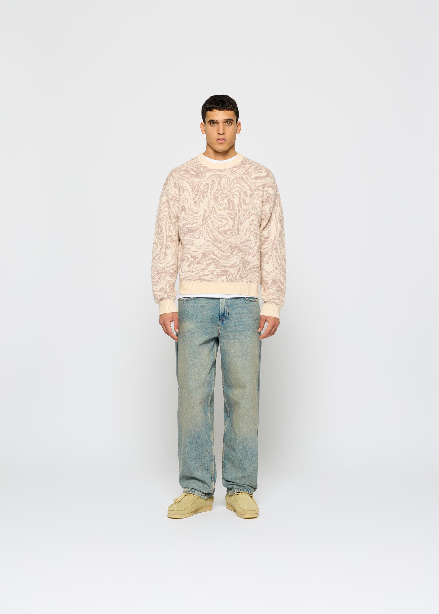 Swirl Pattern Crewneck Sweater