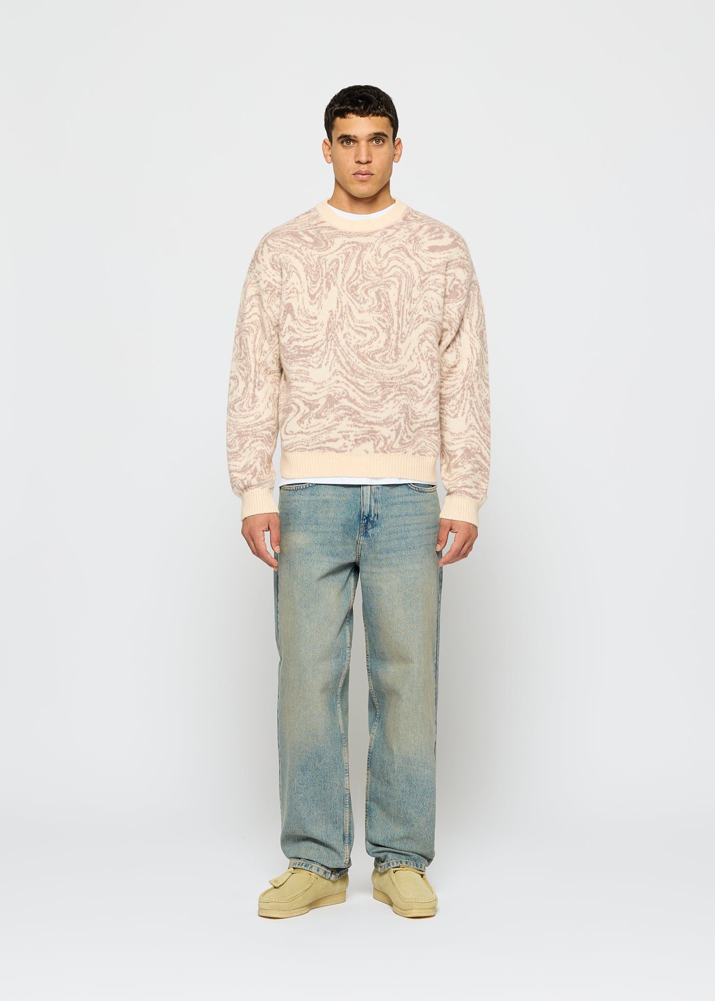 Swirl Pattern Crewneck Sweater