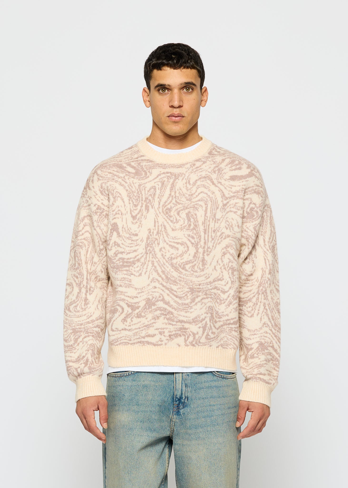 Swirl Pattern Crewneck Sweater