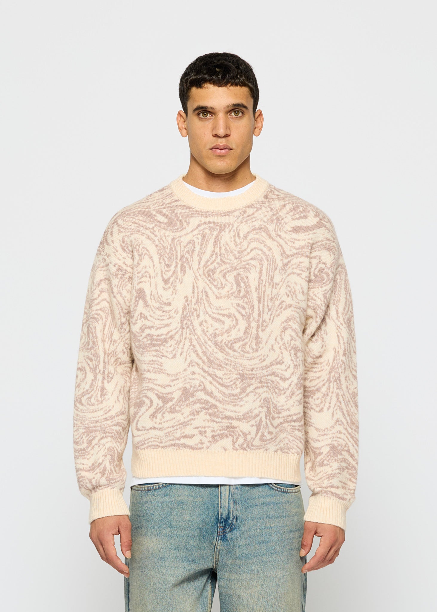 Swirl Pattern Crewneck Sweater