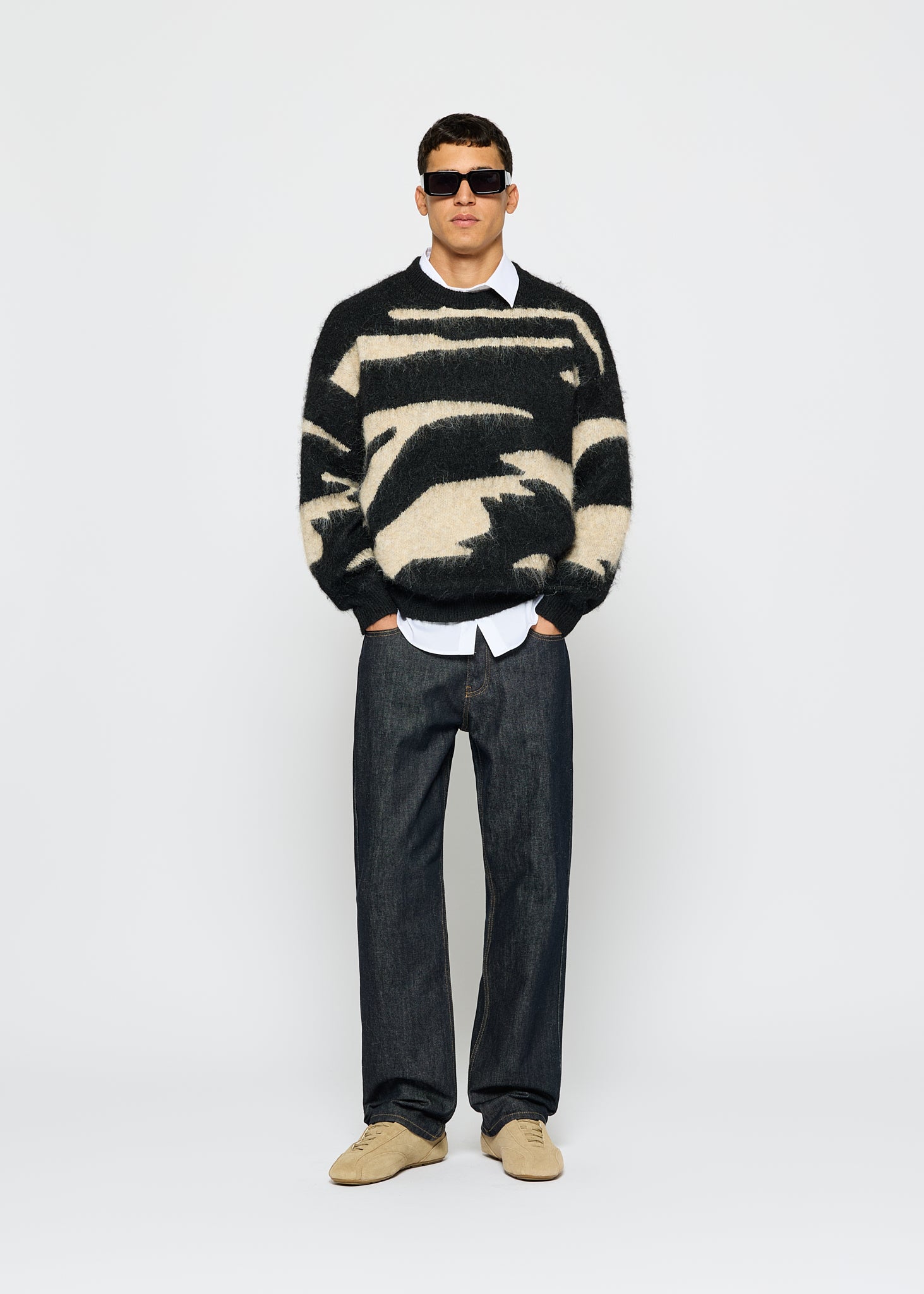 Hairy Monochrome Knit Sweater
