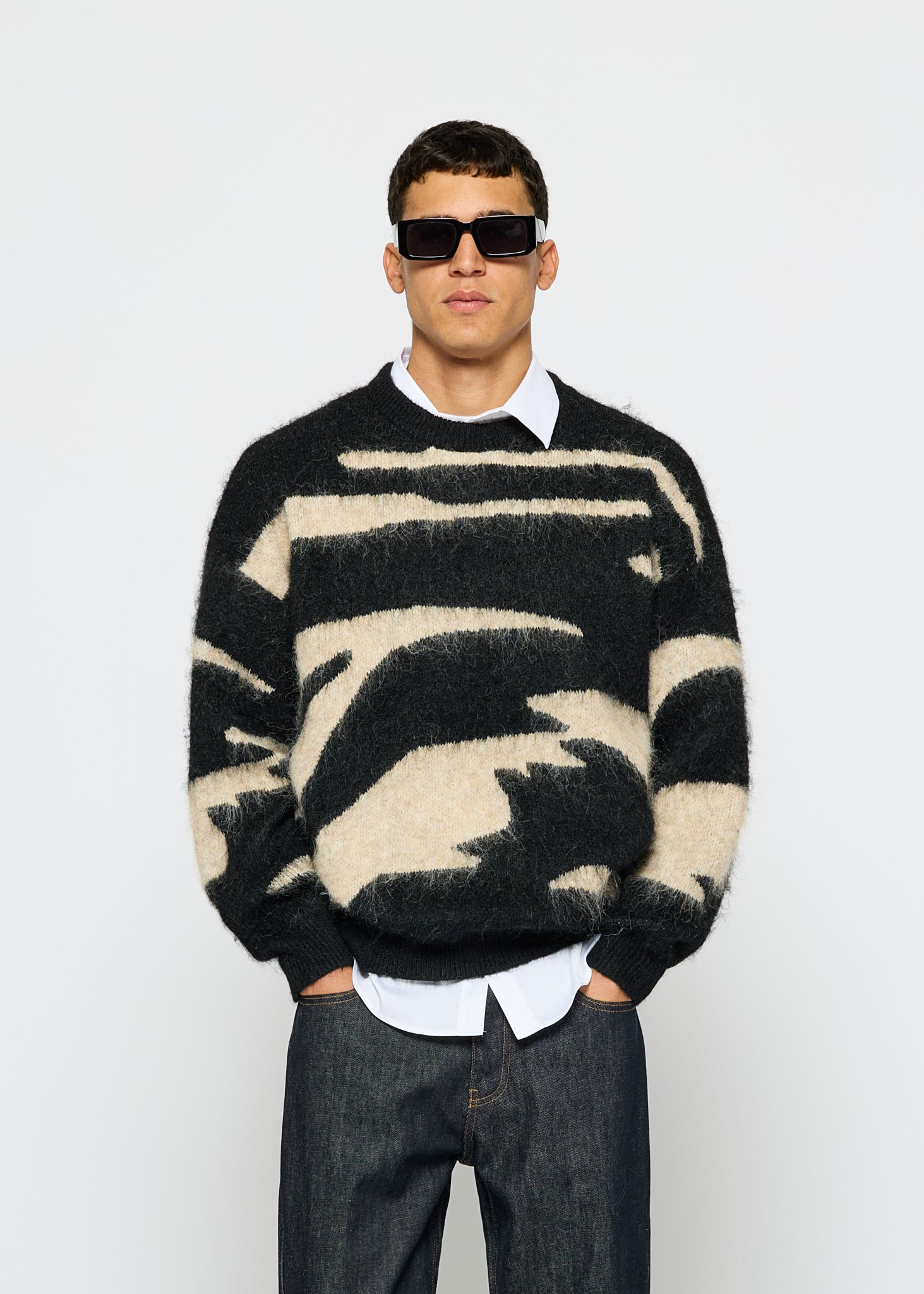 Hairy Monochrome Knit Sweater