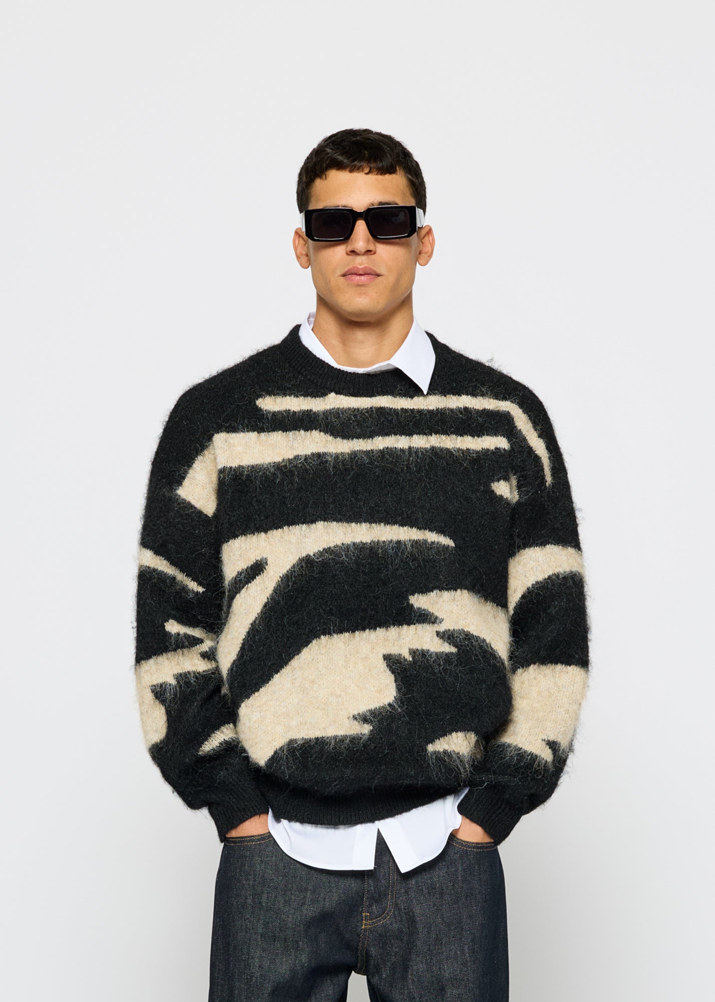 Hairy Monochrome Knit Sweater