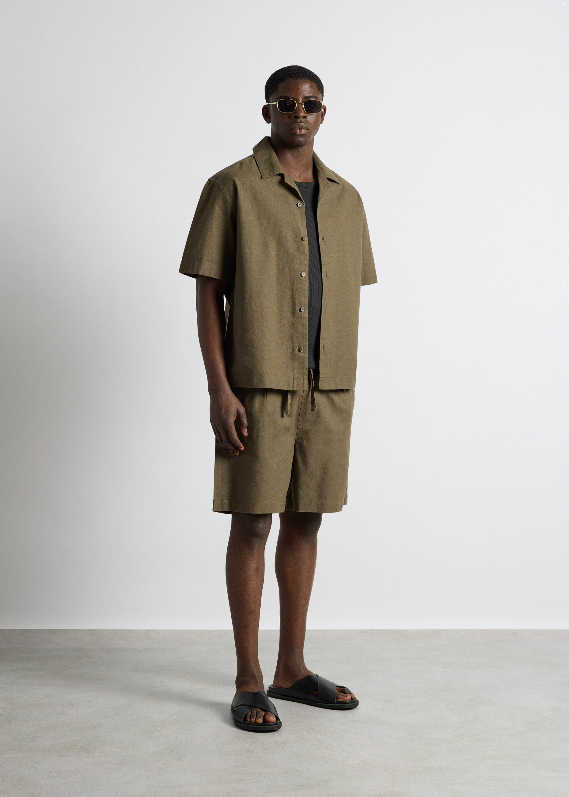Linen Blend Short Sleeve Shirt