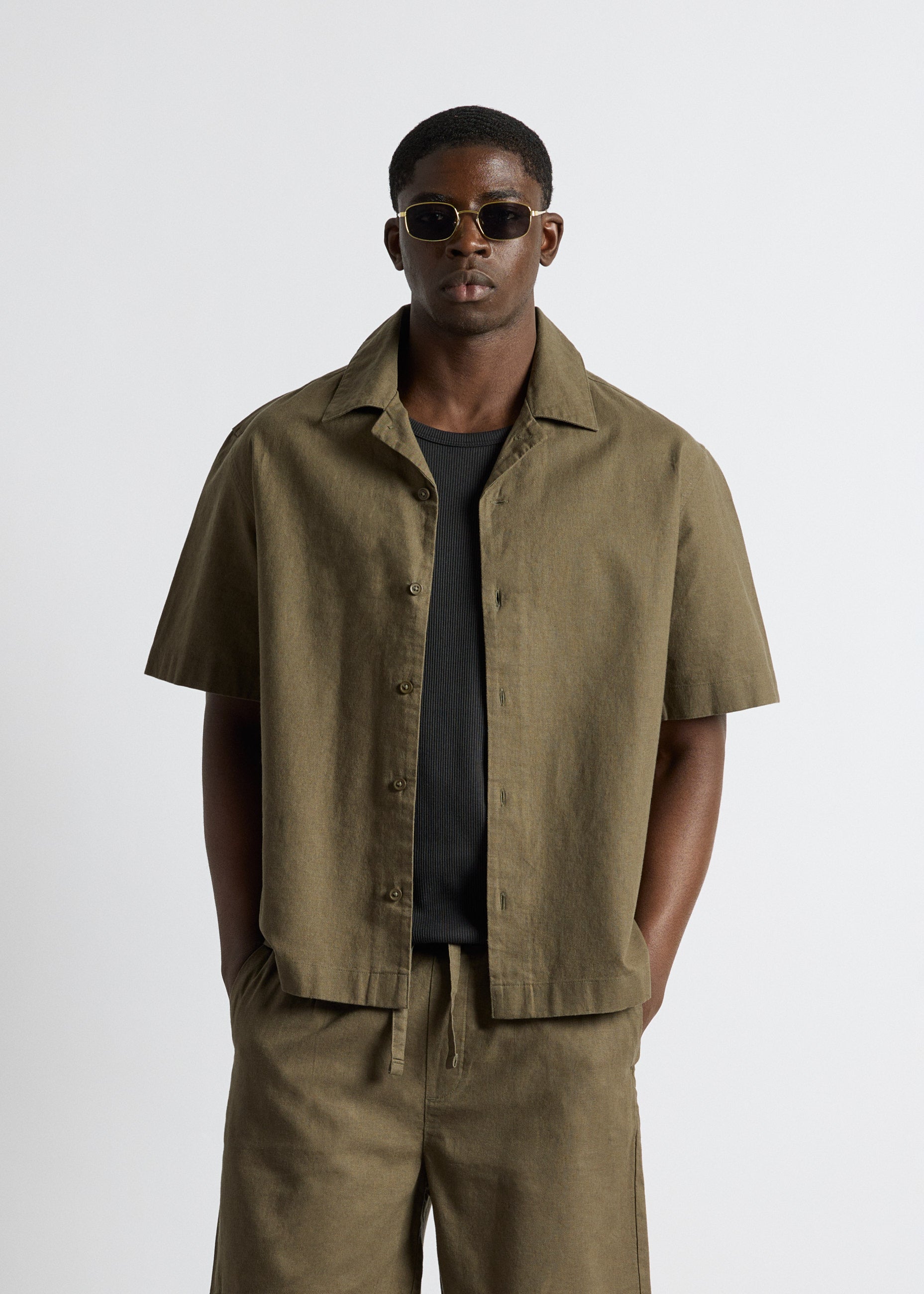 Linen Blend Short Sleeve Shirt
