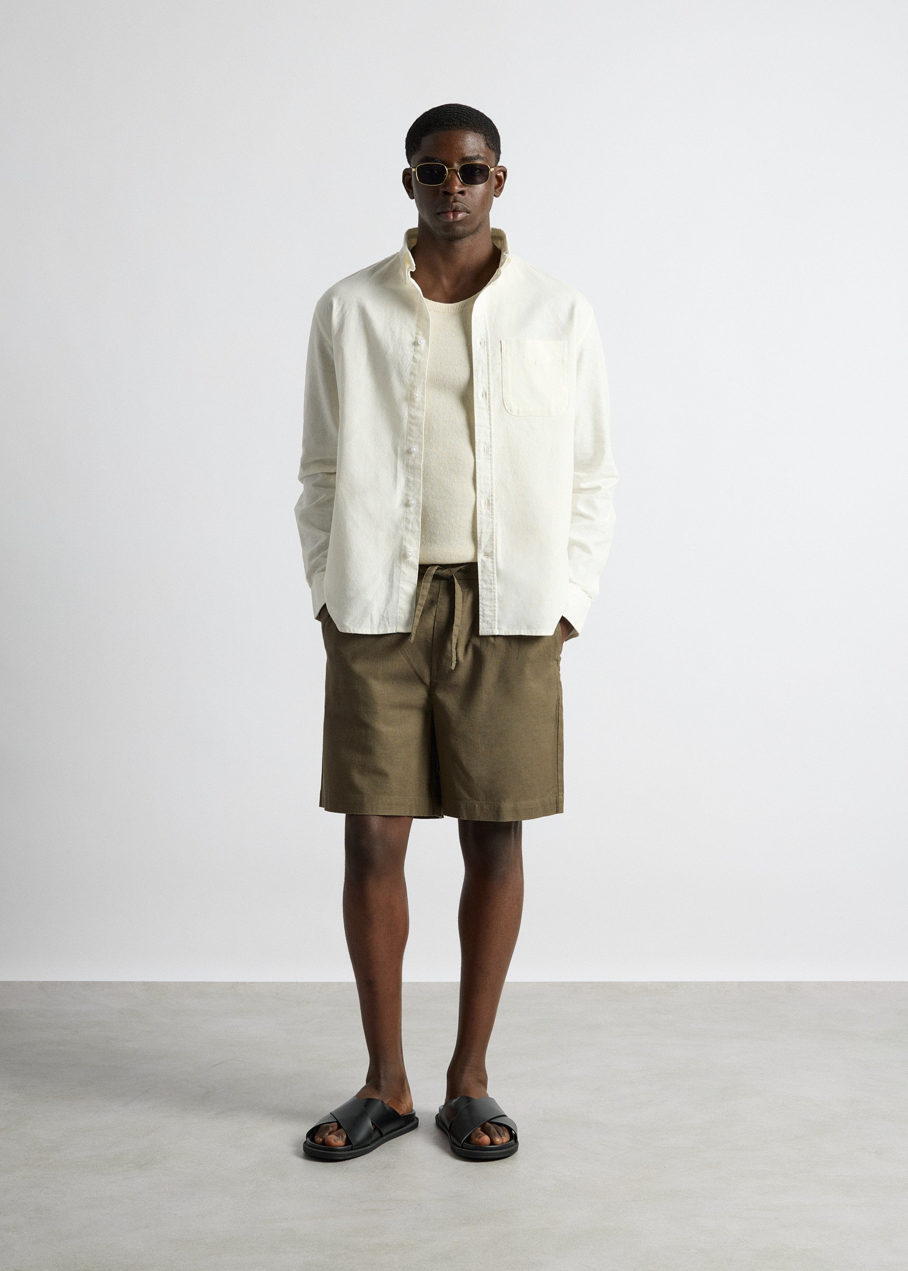 Linen Blend Long Sleeve Shirt