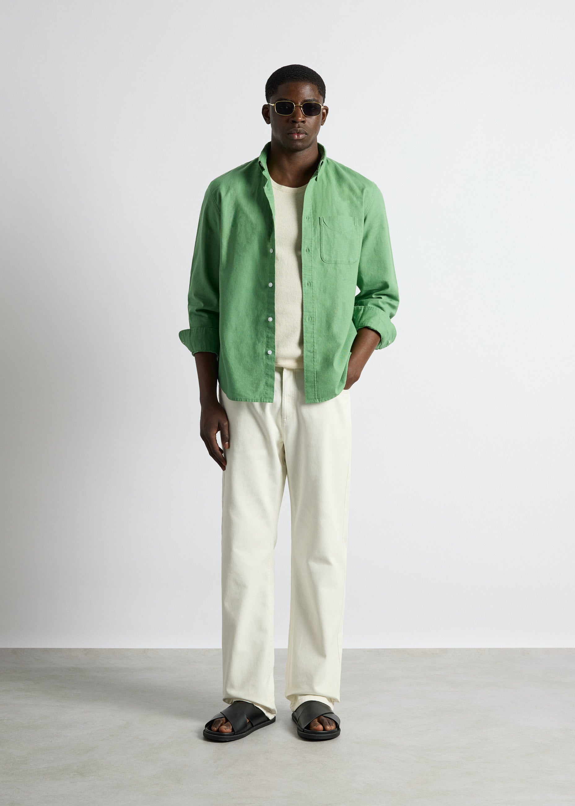 Linen Blend Long Sleeve Shirt