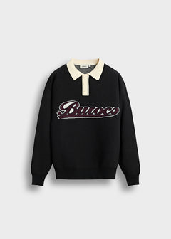 Knit Contrast Polo Sweater