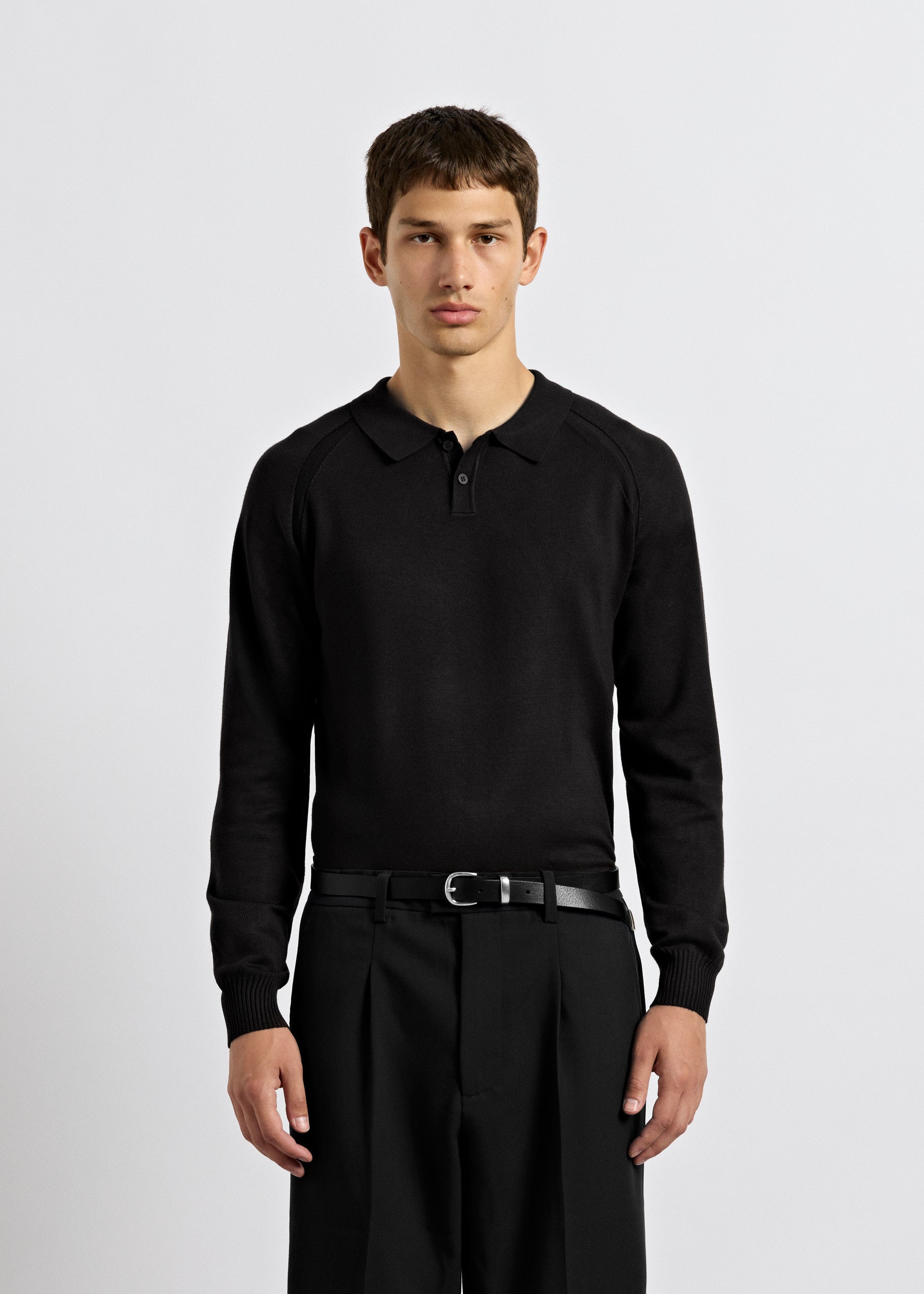 Fine Knit Polo Sweater