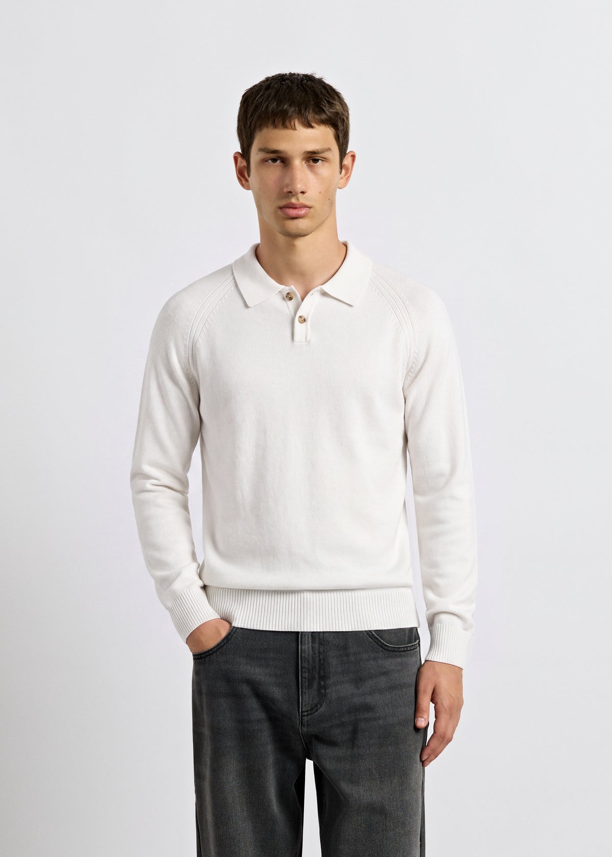 Fine Knit Polo Sweater