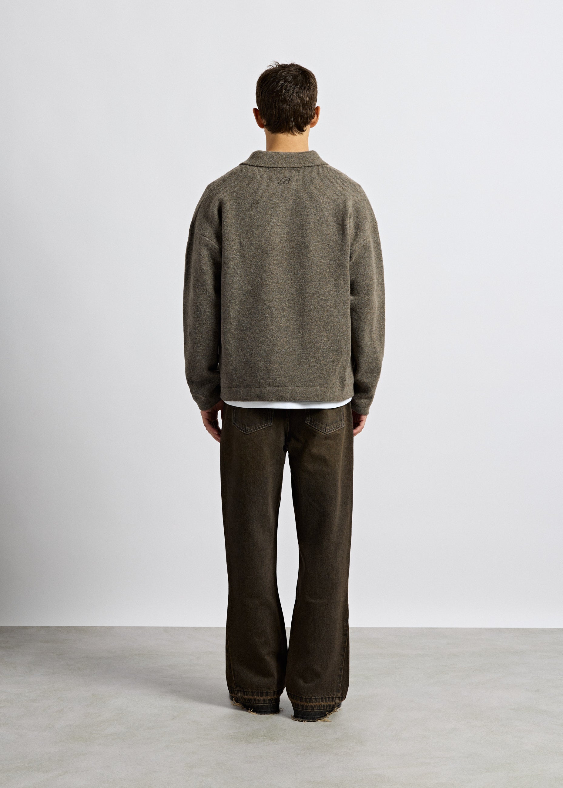 Hairy Knit Polo Sweater