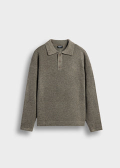Hairy Knit Polo Sweater