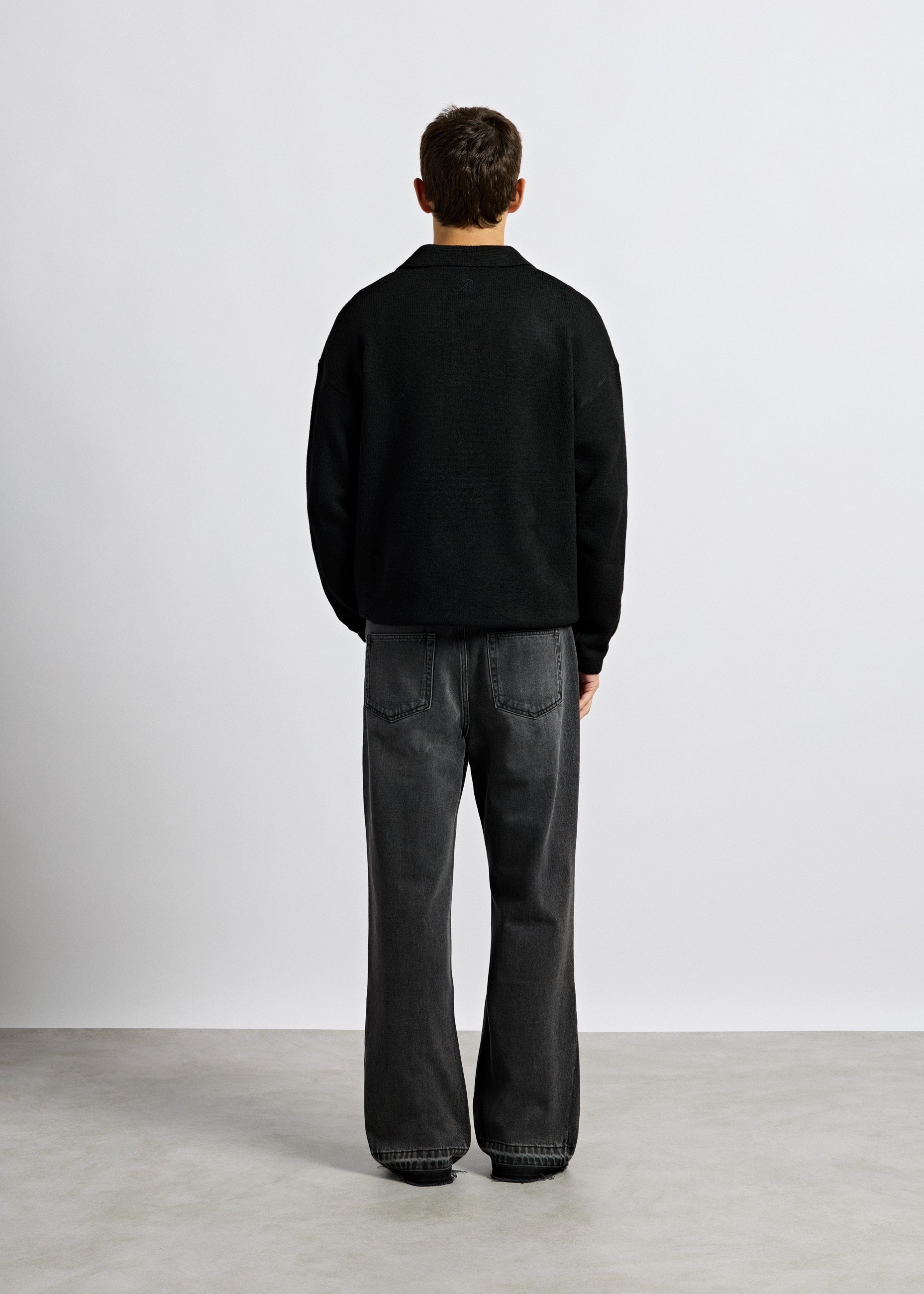 Hairy Knit Polo Sweater