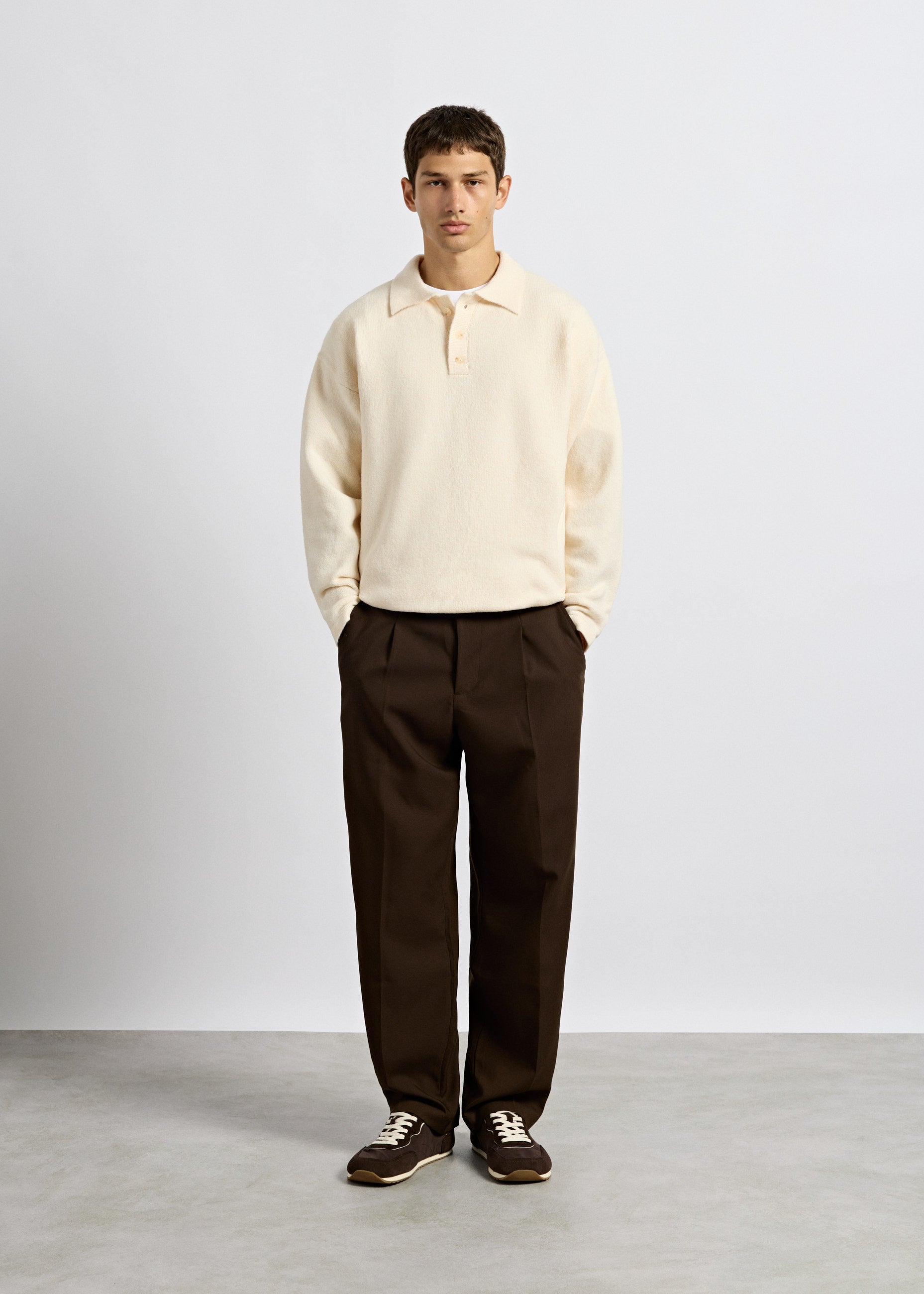Hairy Knit Polo Sweater