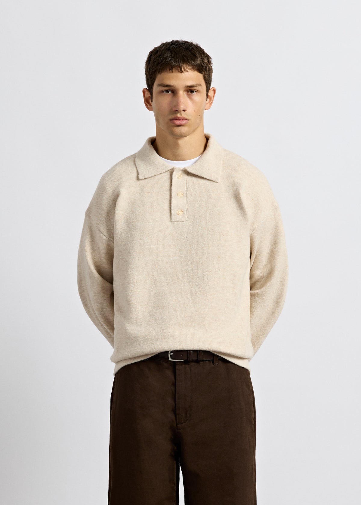 Hairy Knit Polo Sweater