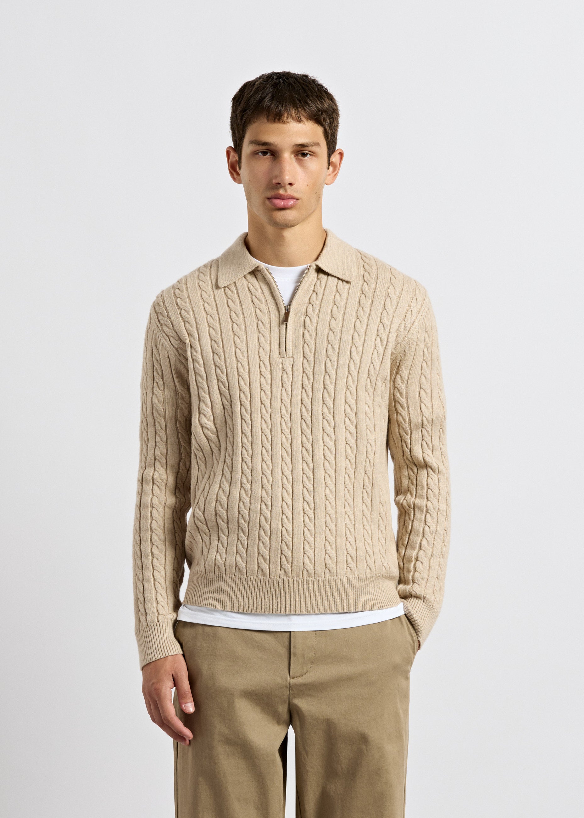 Cable Knit Polo Sweater