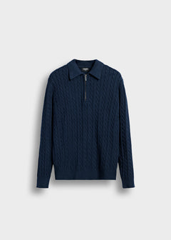 Cable Knit Polo Sweater