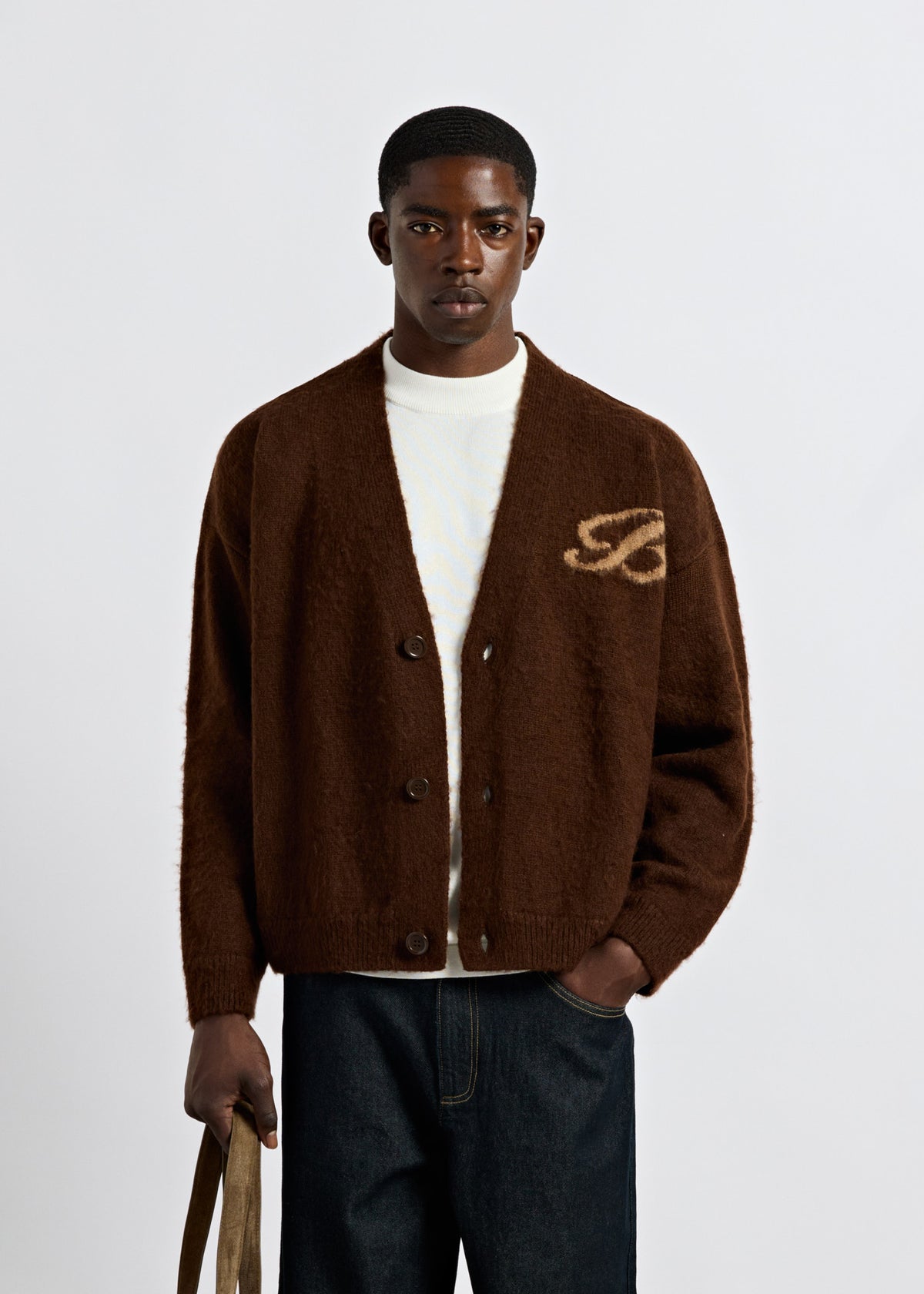 V-Neck Jacquard Cardigan