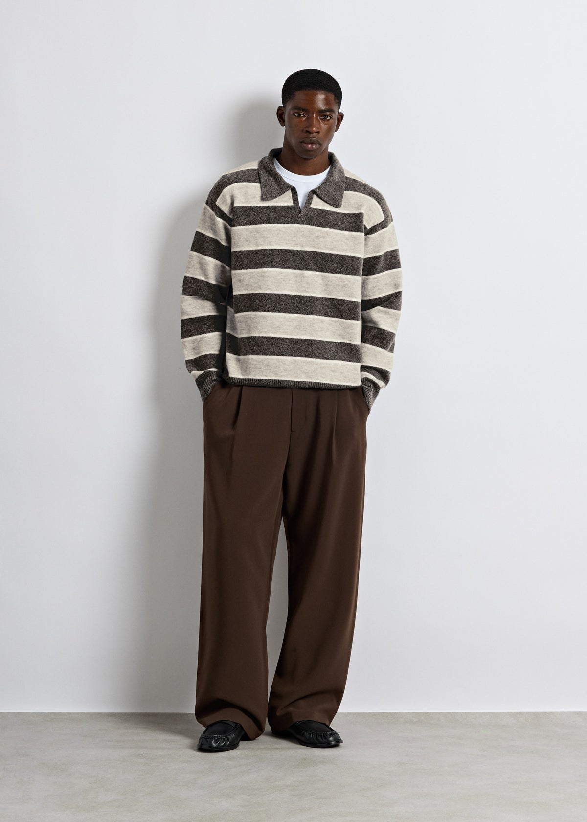 Striped Long-Sleeve Polo