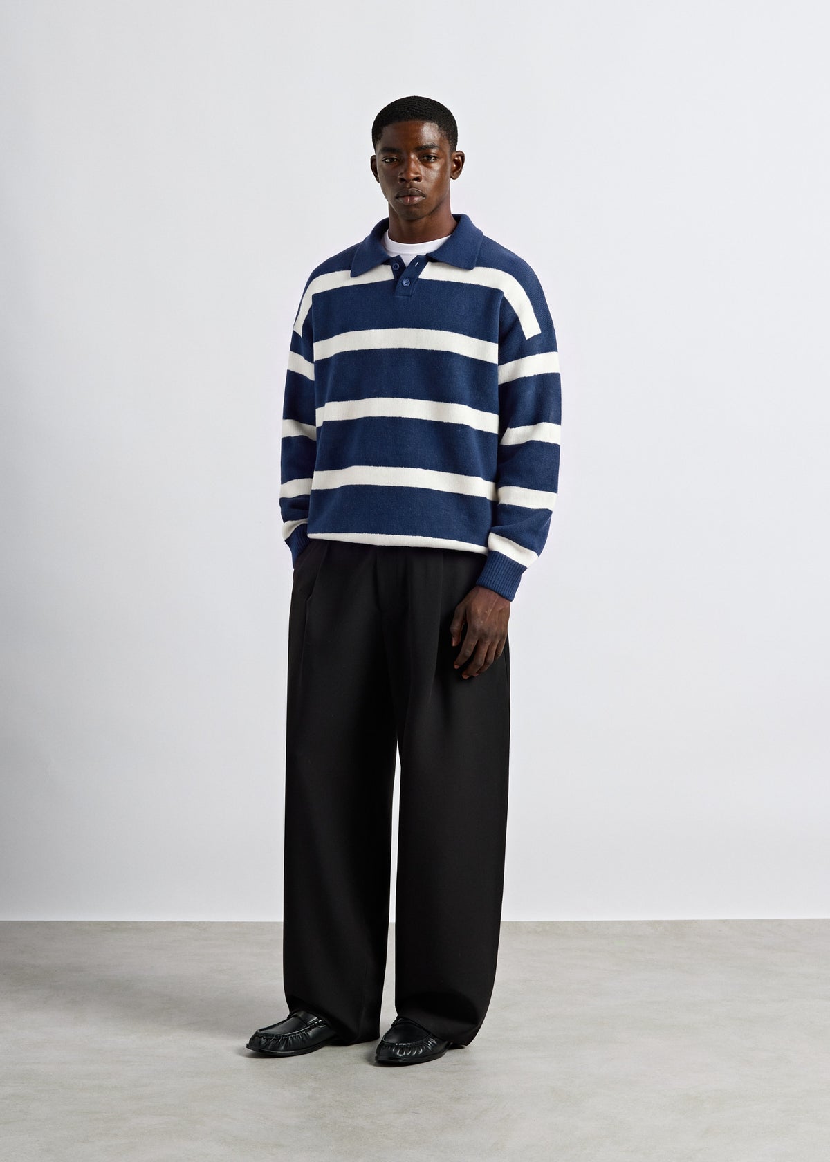 Striped Long-Sleeve Polo
