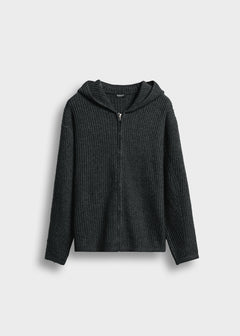 Hooded Knit Zip Jacket