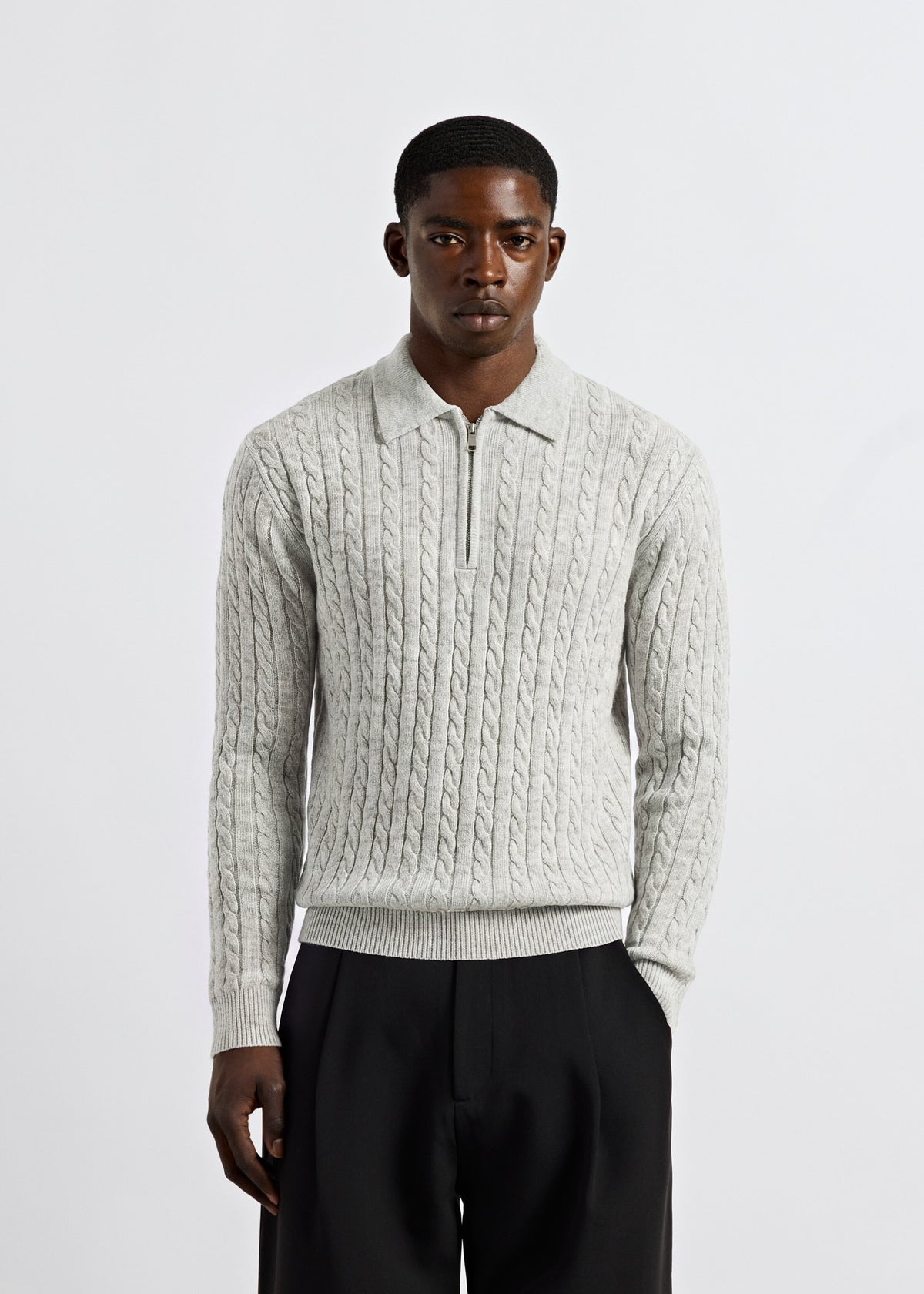 Cable Knit Polo Sweater