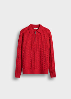 Cable Knit Polo Sweater