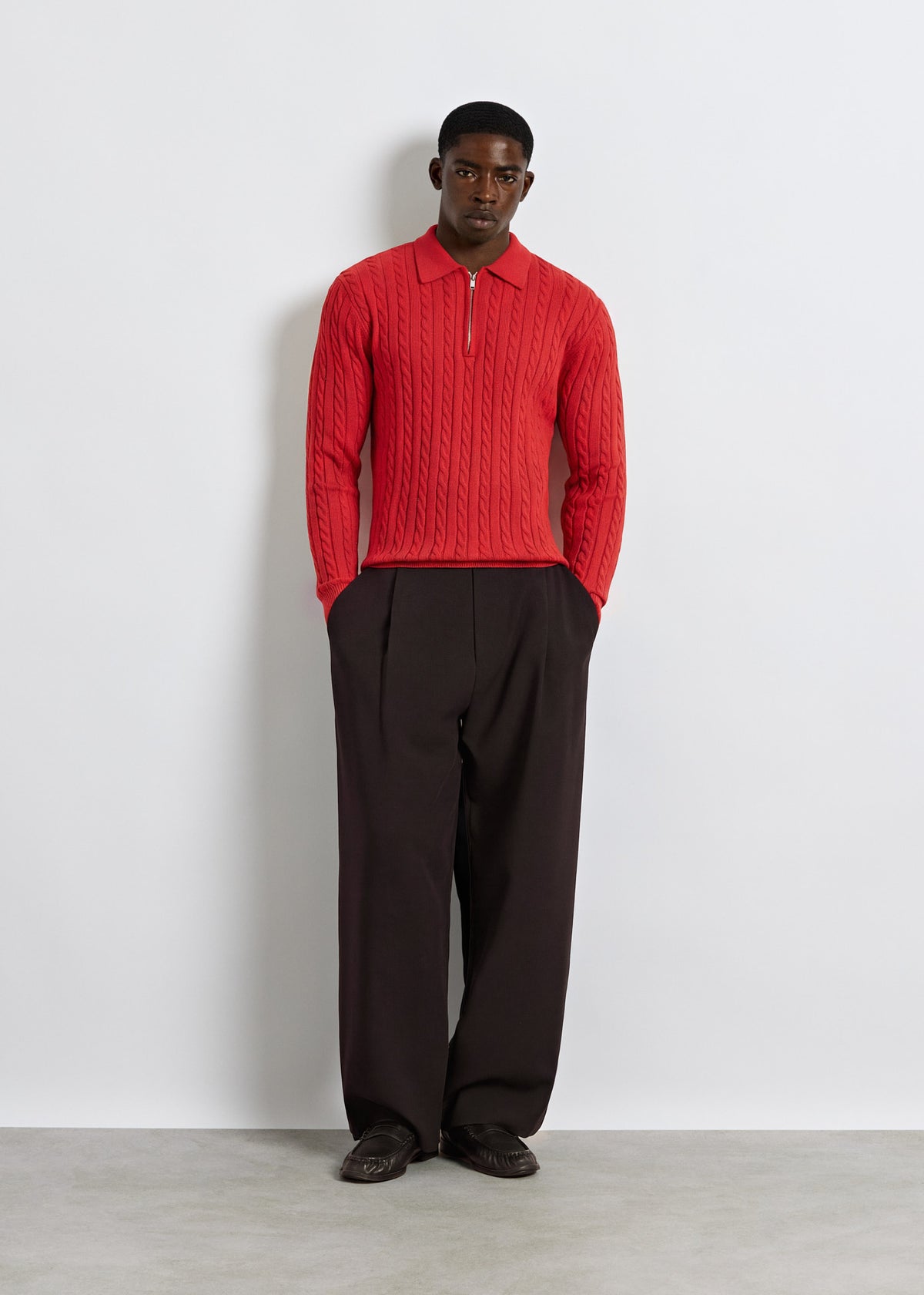Cable Knit Polo Sweater
