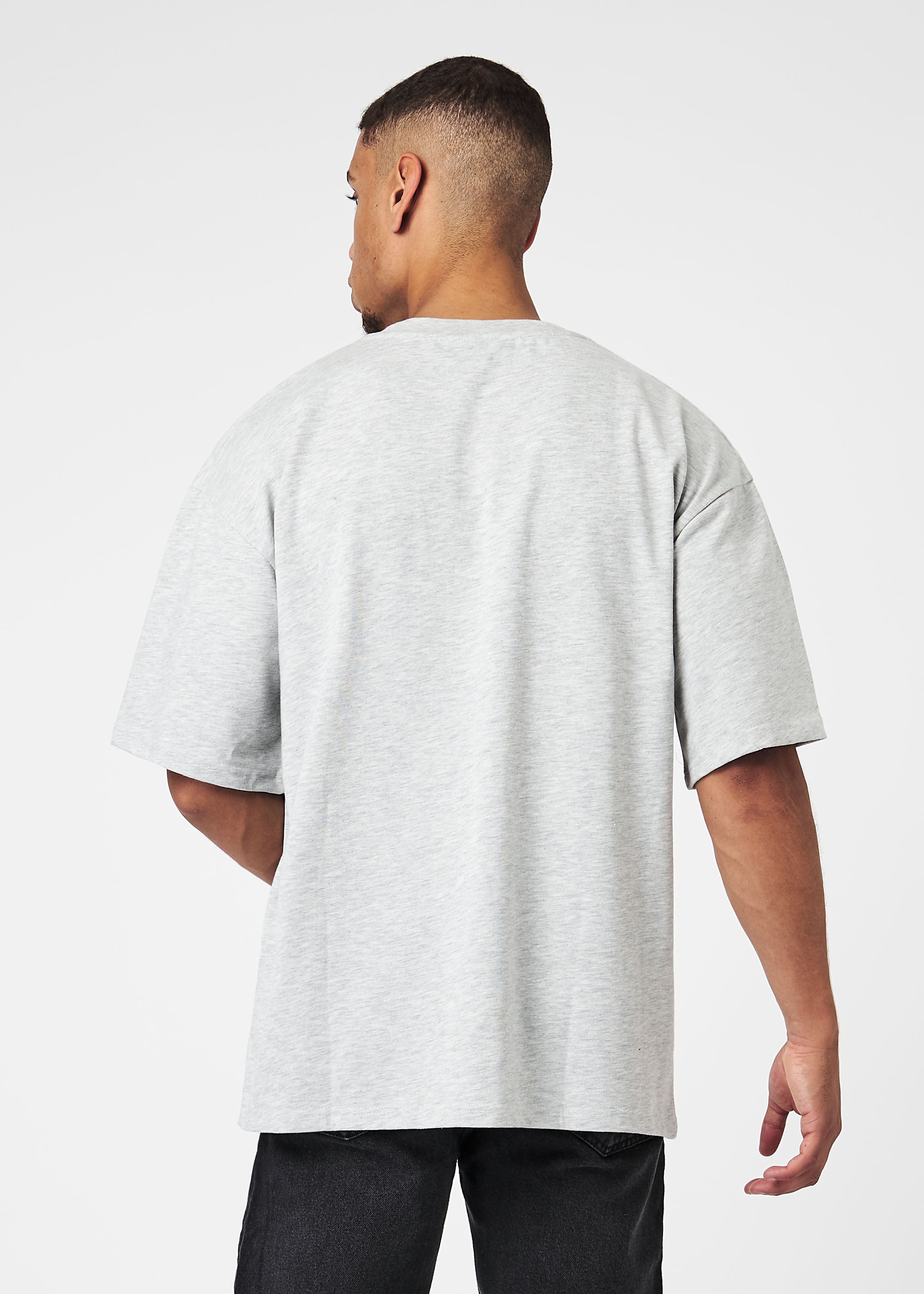 Grey Melange Basic Oversized  T-Shirt