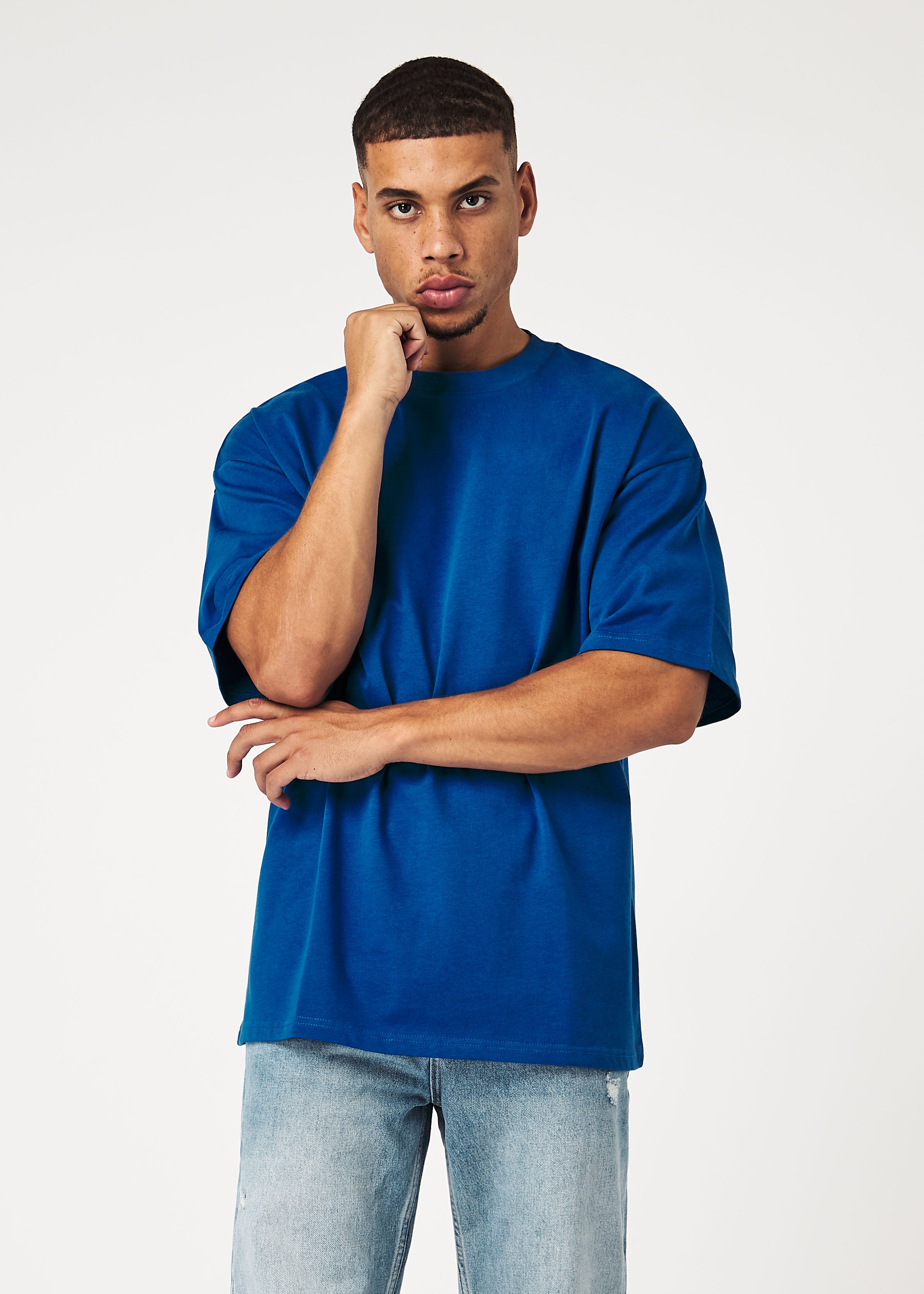 Blue Basic Oversized  T-Shirt
