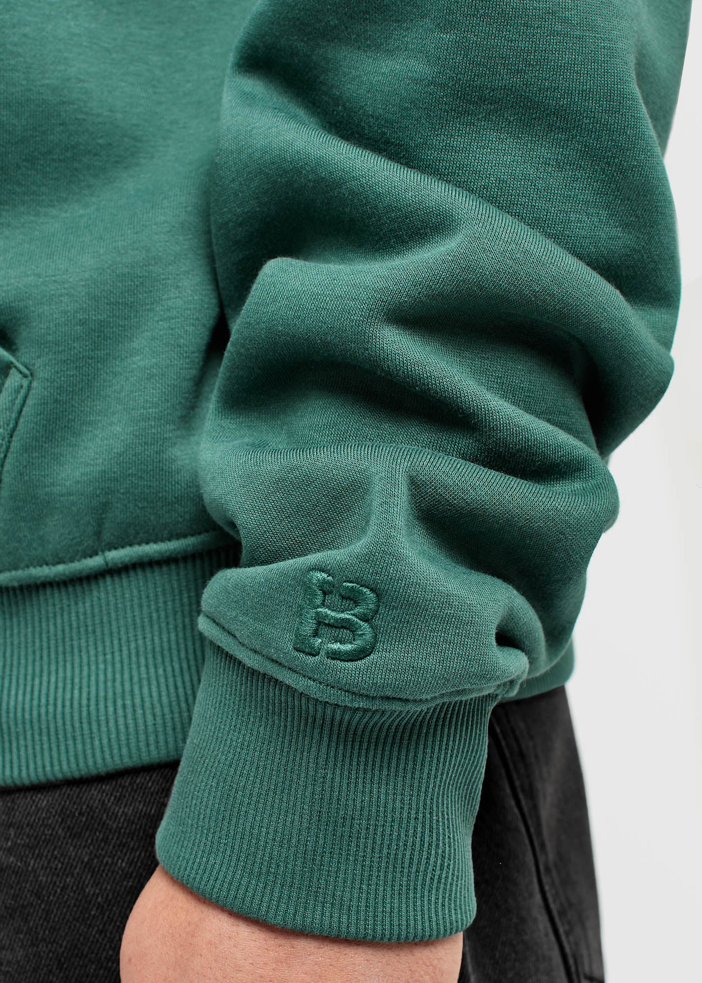 Green Basic Oversized Zip Hoodie