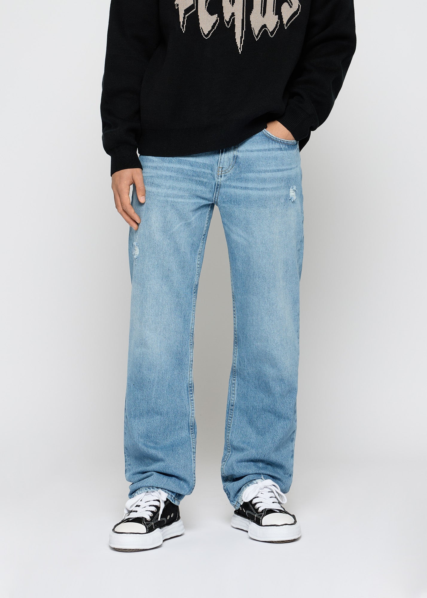 Verontruste jeans met rechte pasvorm