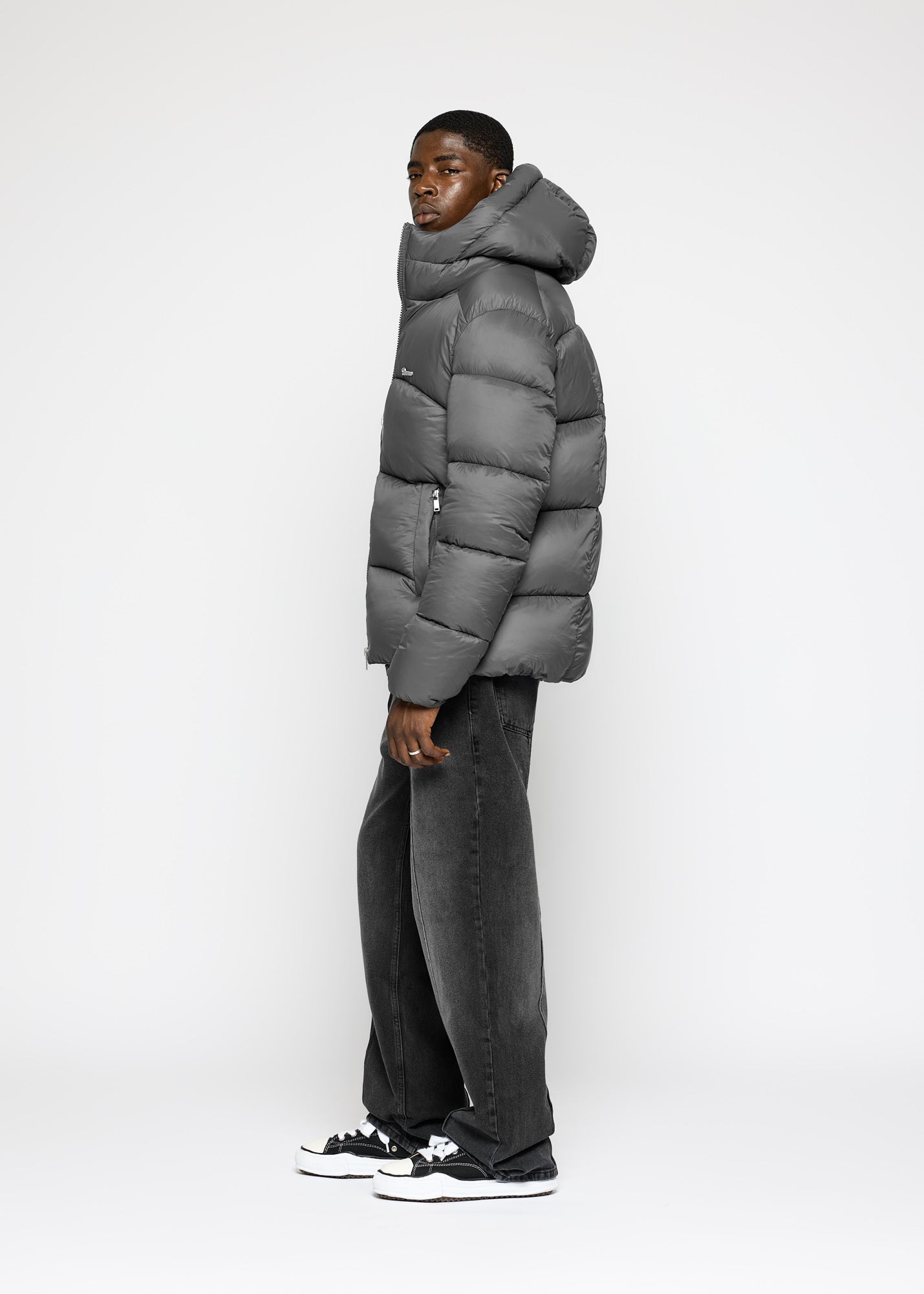 Glanzend nylon pufferjack
