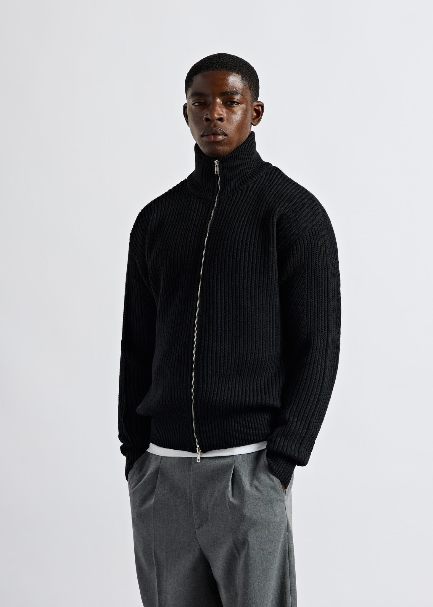 Chunky Knit Zip Jacket
