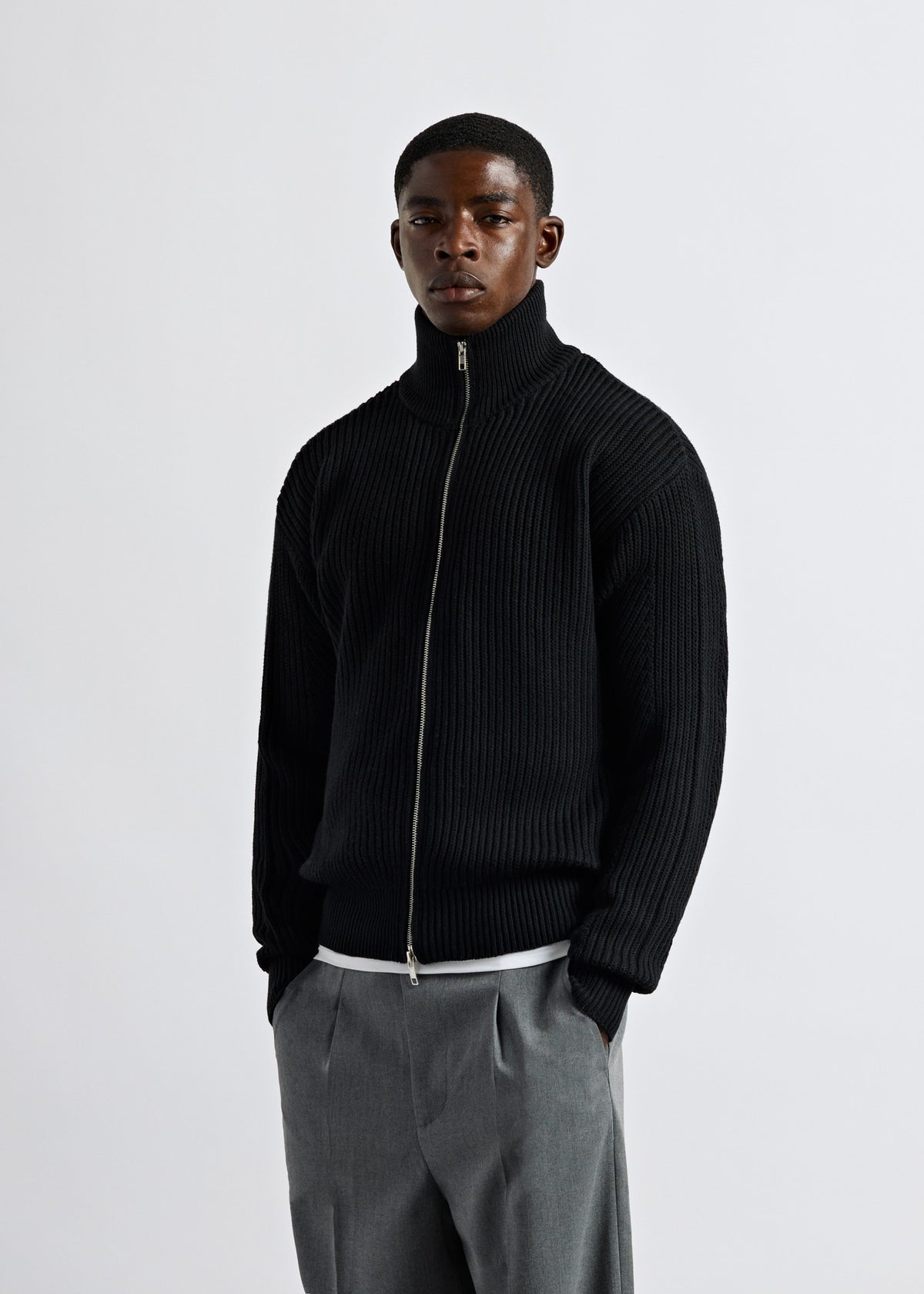 Chunky Knit Zip Jacket