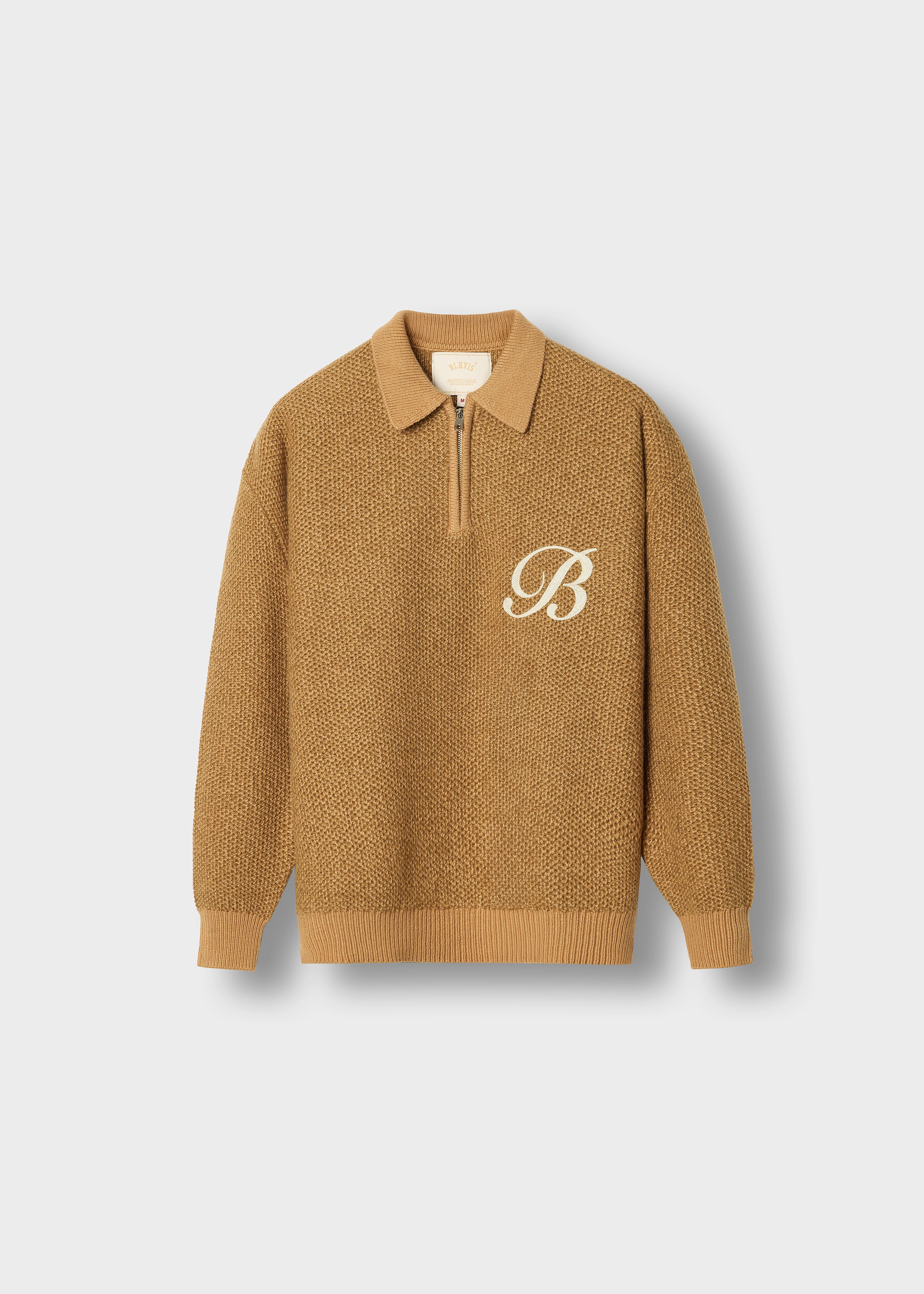 2 Tone Structure Polo Knit Sweater