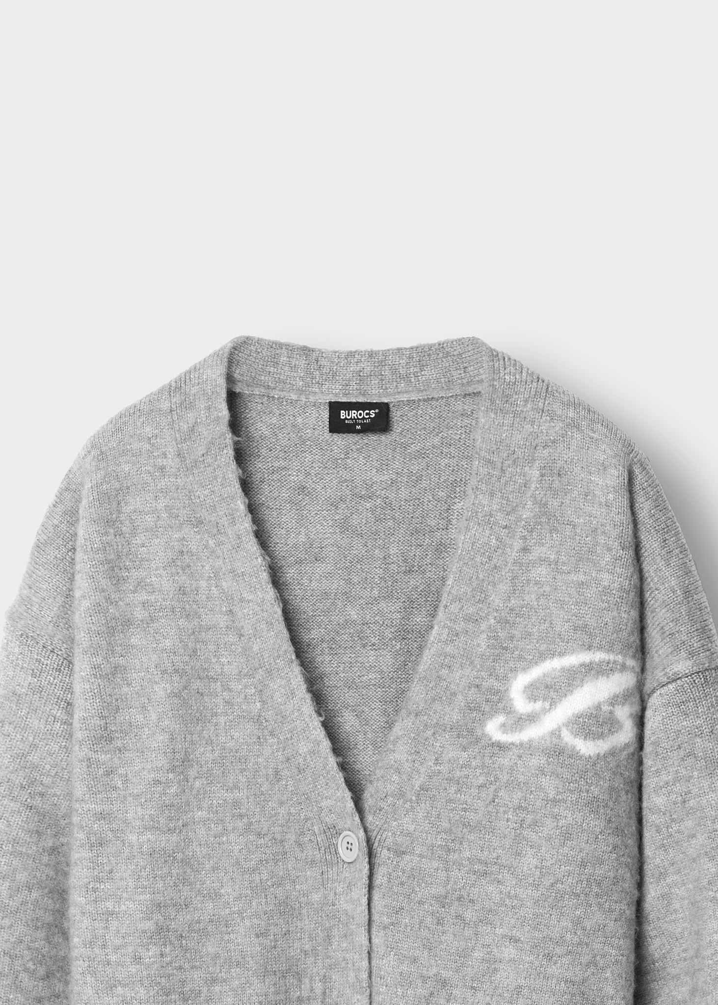 Fuzzy V-Neck Jacquard Cardigan