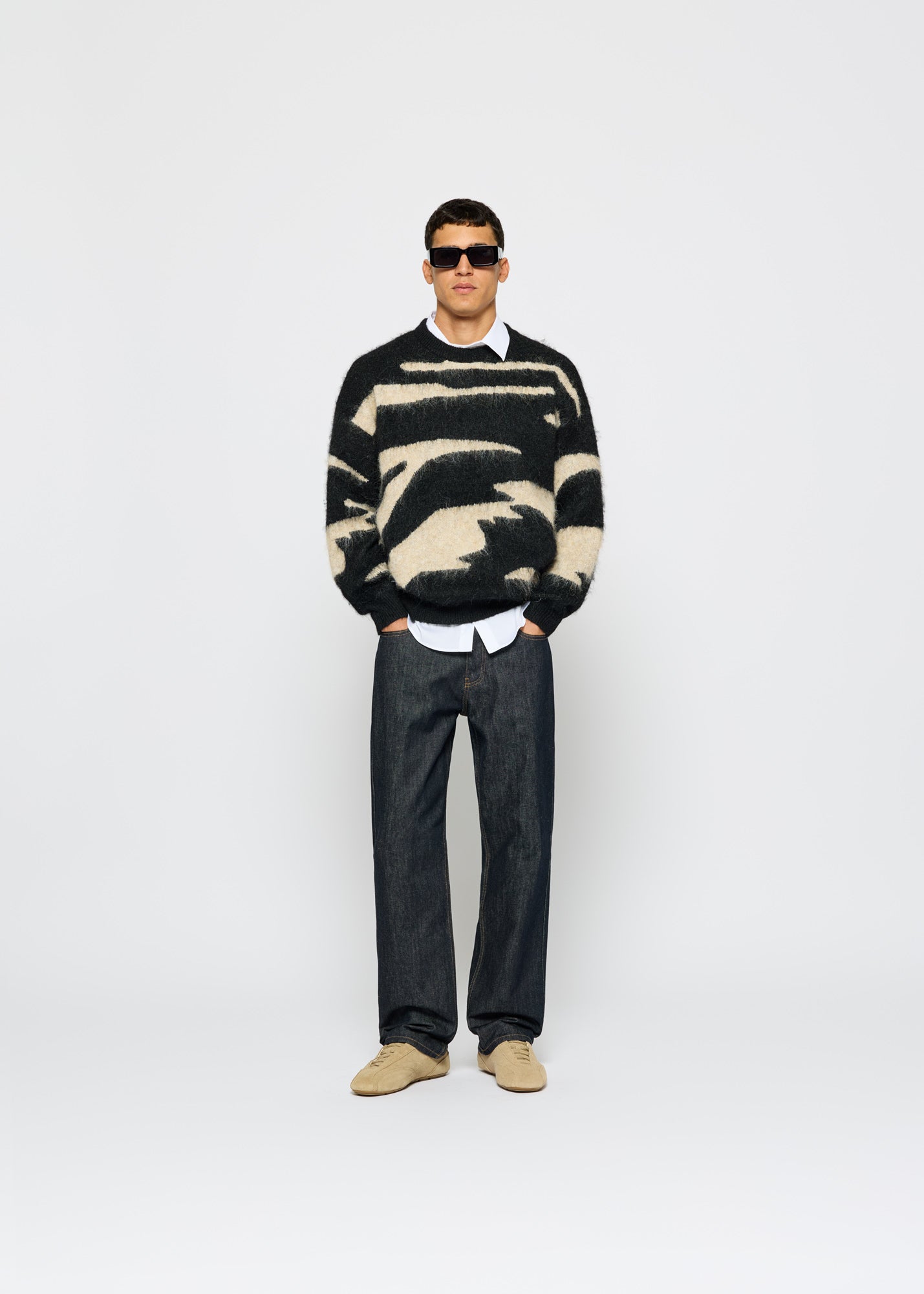 Hairy Monochrome Knit Sweater