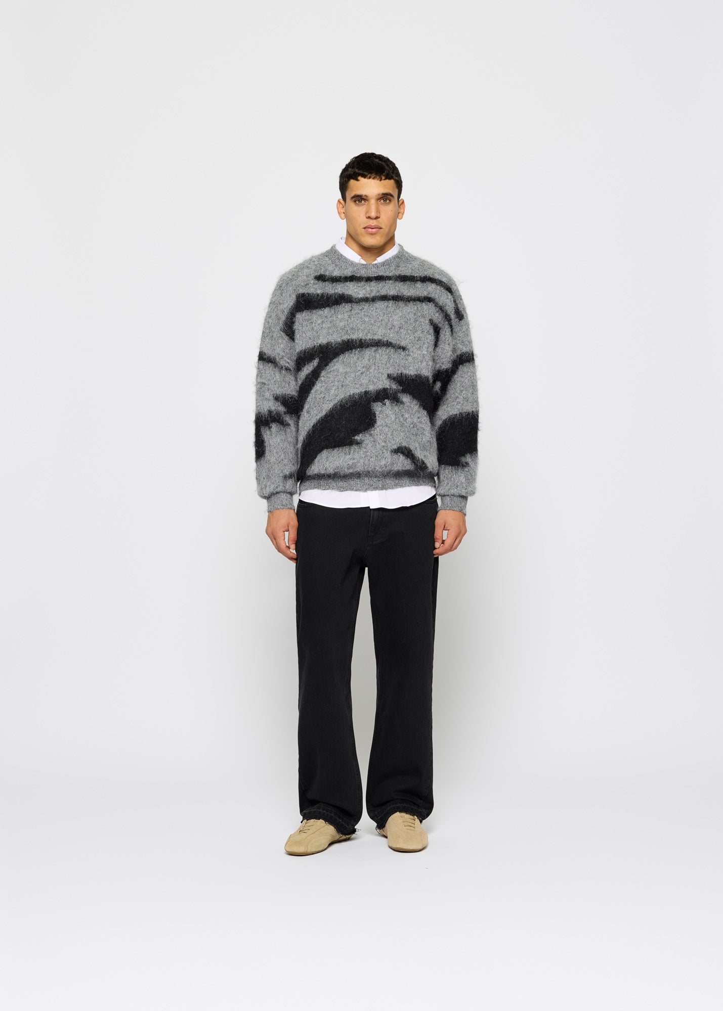 Hairy Monochrome Knit Sweater