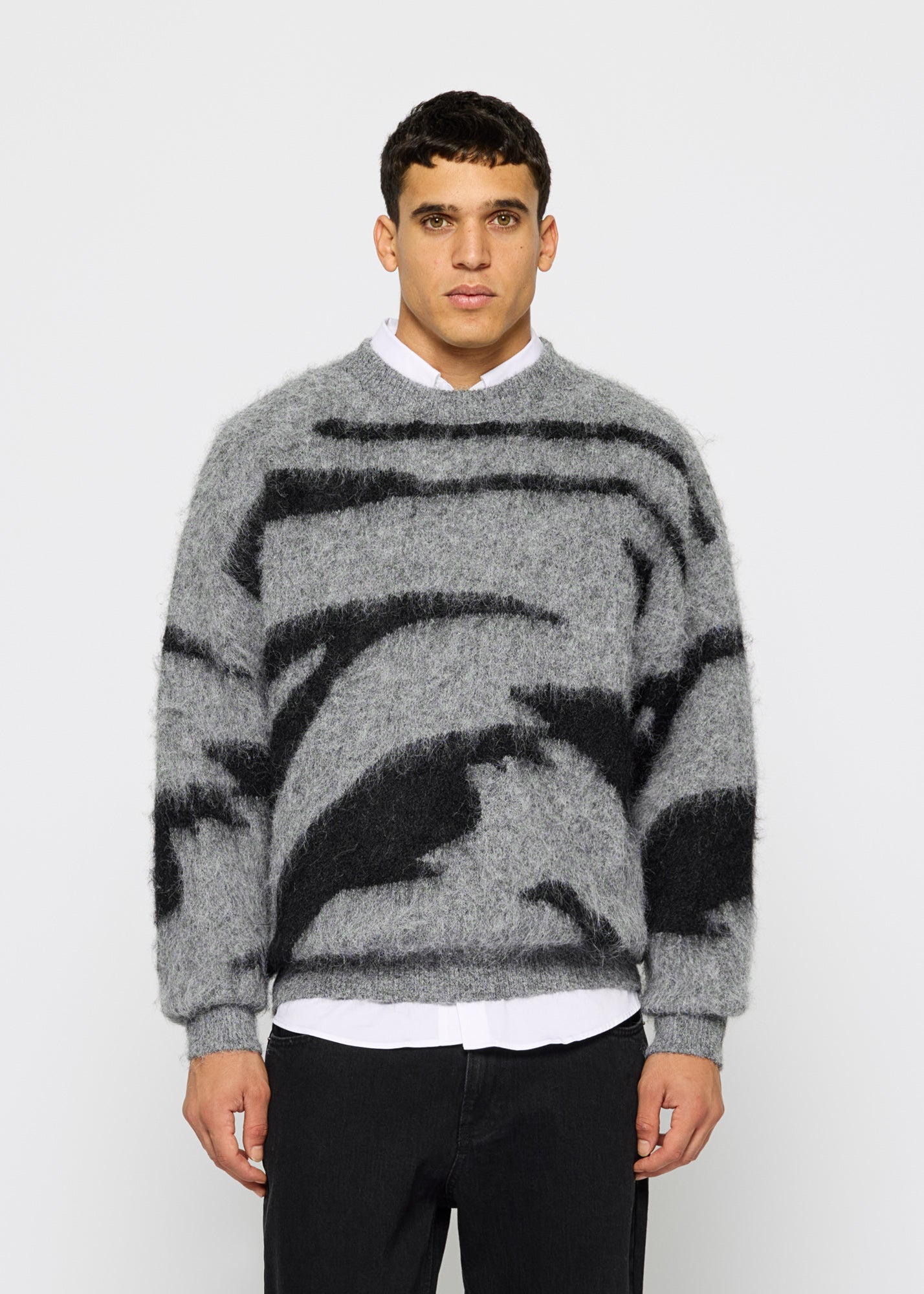 Hairy Monochrome Knit Sweater