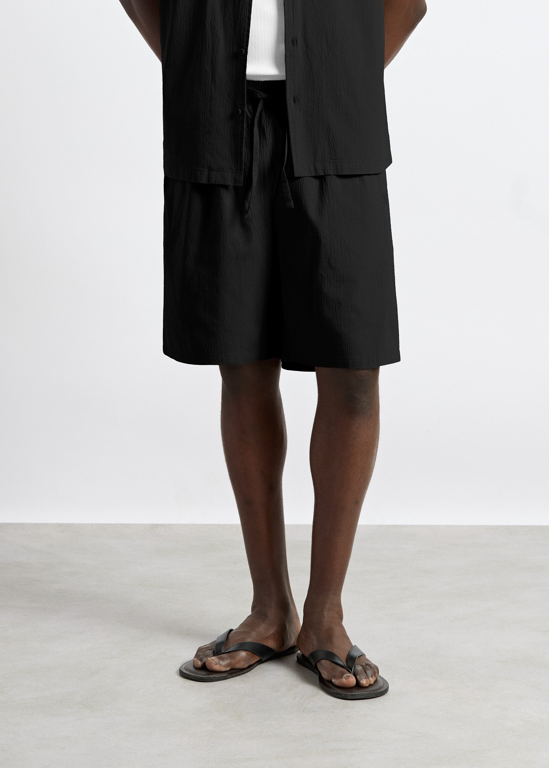Solid Seersucker Shorts