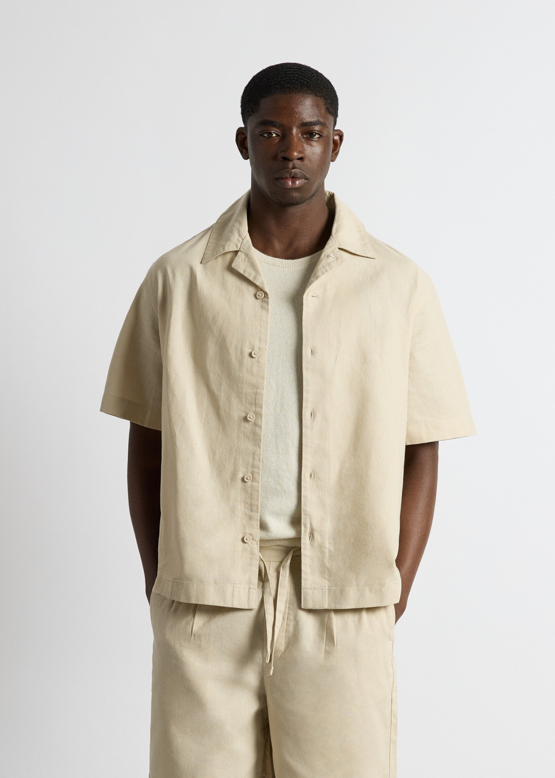 Linen Blend Short Sleeve Shirt