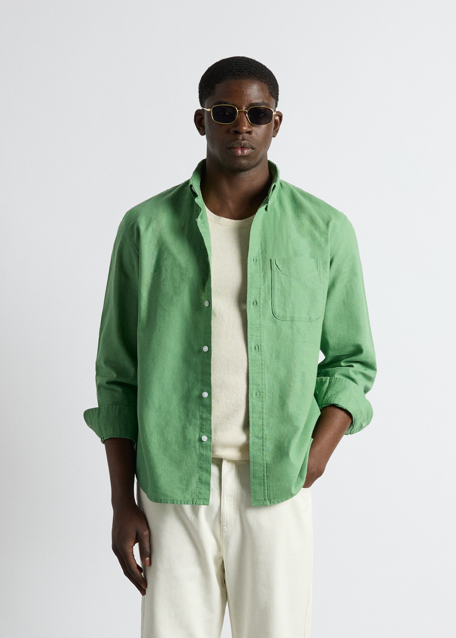 Linen Blend Long Sleeve Shirt