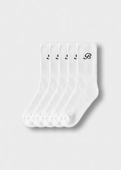 B Logo Crew Socks 5 Pack